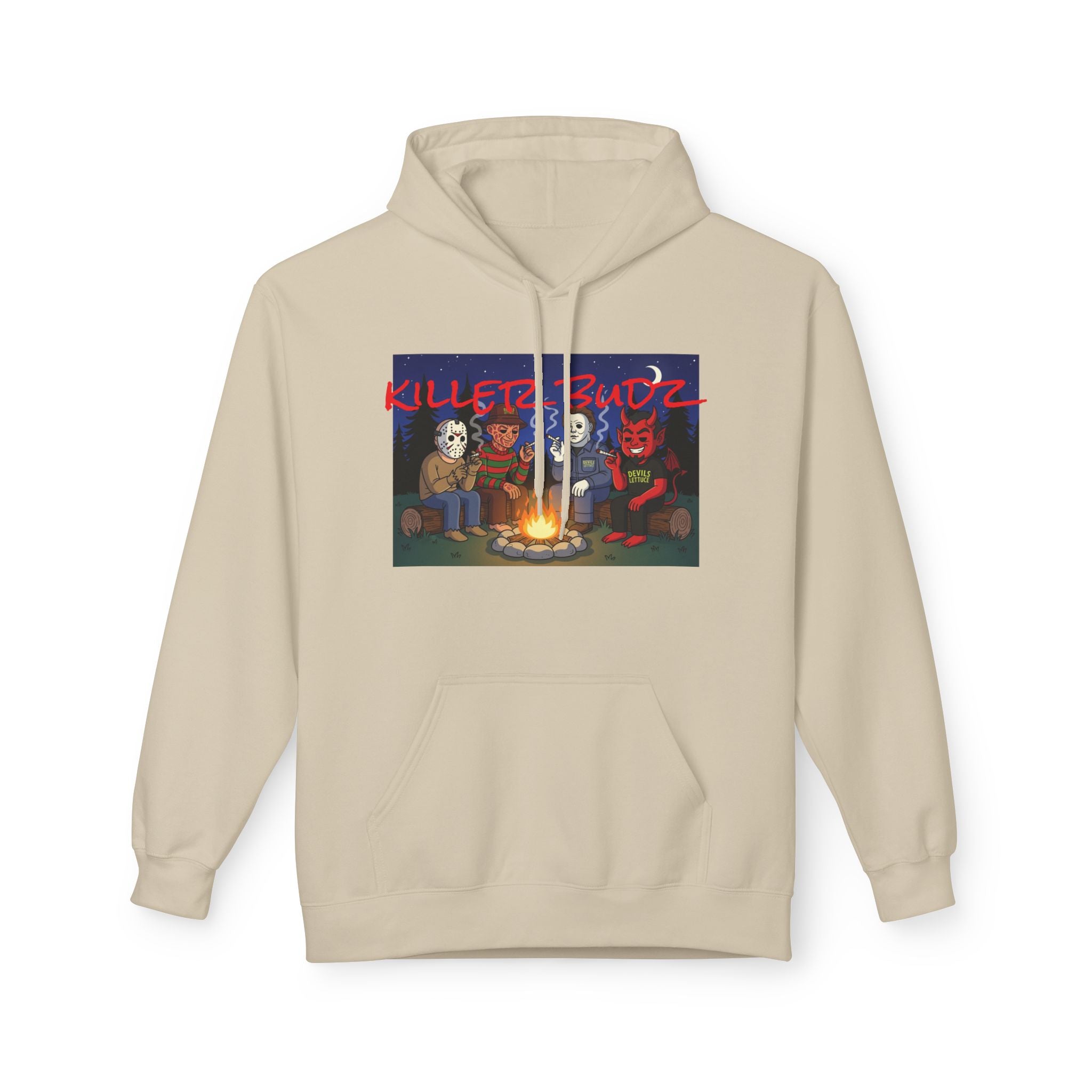 Killer Budz Hoodie - Premium Cannabis-Themed Apparel by The Devil's Lettuce Unisex Cozy Sweatshirt for Campfire Nights, Halloween Gifts, Streetwear