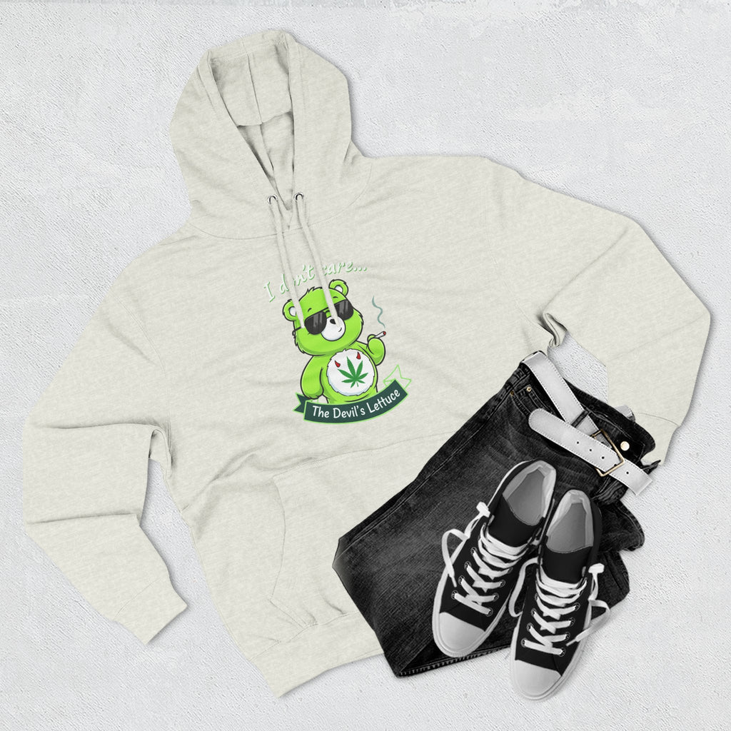 "I don't care" bear Graphic Hoodie for Festivals, Men's and Women's Fashion, Perfect Gift for Stoners