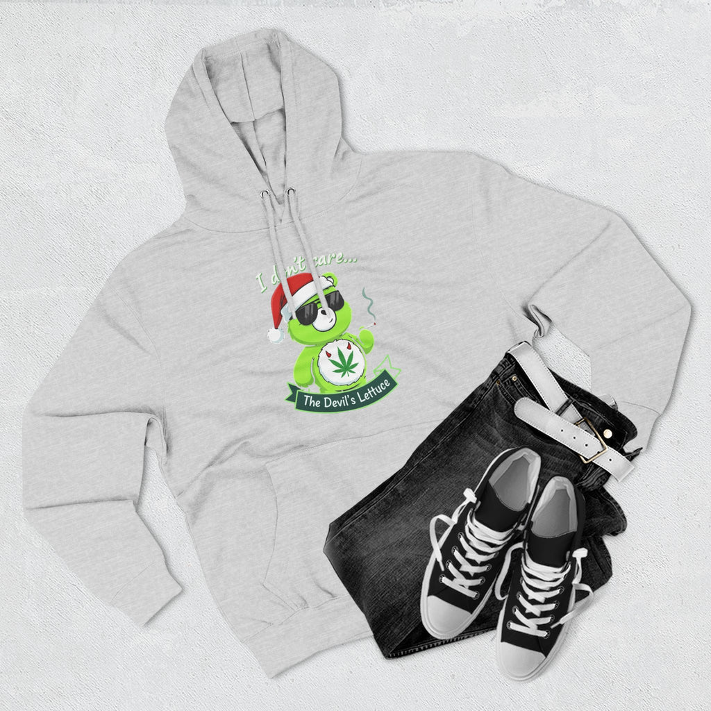 "I don't care" bear Graphic Hoodie(holiday edition) for Festivals, Men's and Women's Fashion, Perfect Gift for Stoners