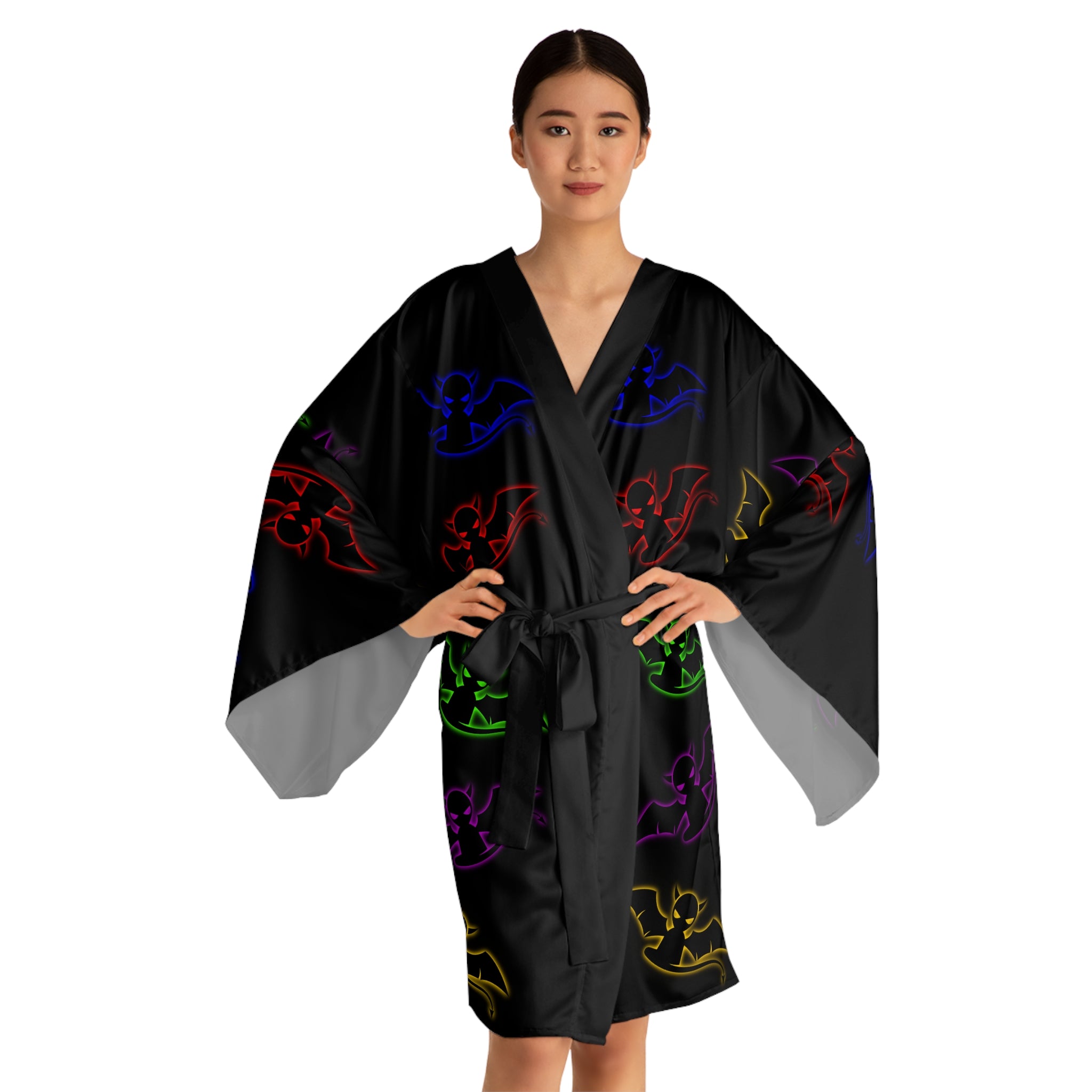 Long Sleeve Devil's Lettuce Kimono Robe Black