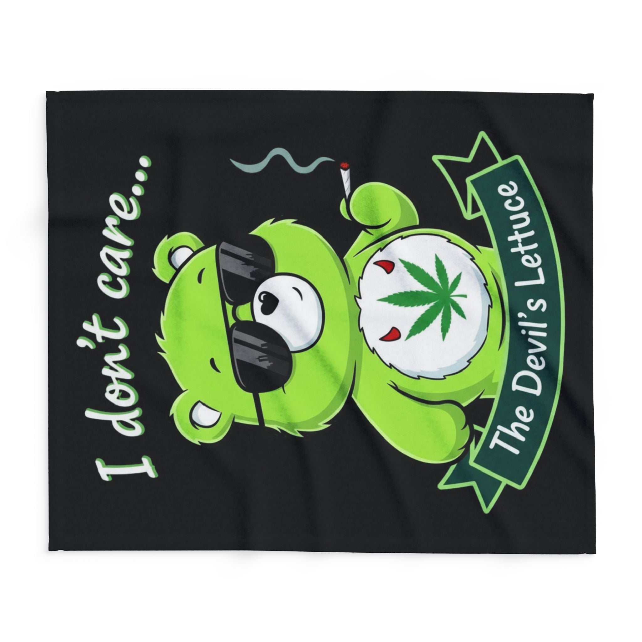 I Don't Care Bear Fleece Blanket – "I don't care... The Devil's Lettuce" Cozy Throw