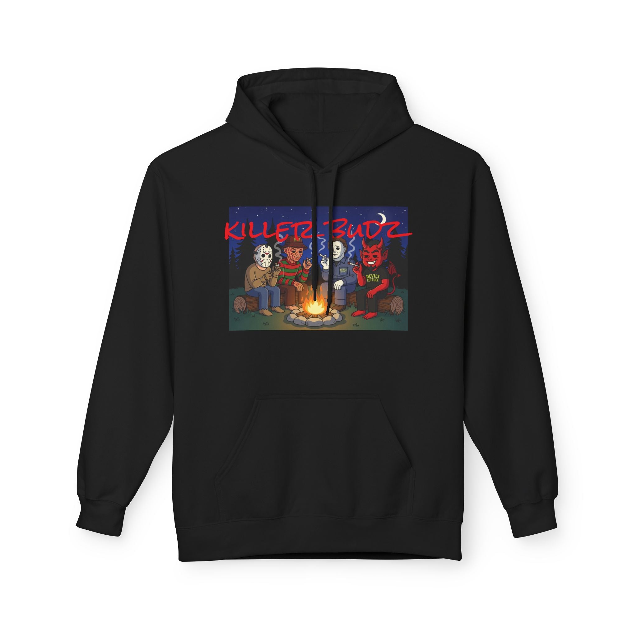 Killer Budz Hoodie - Premium Cannabis-Themed Apparel by The Devil's Lettuce Unisex Cozy Sweatshirt for Campfire Nights, Halloween Gifts, Streetwear