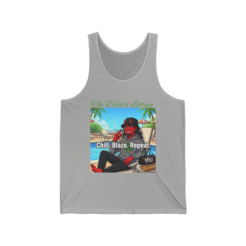 Chill Blaze Repeat Tank Top — Beach Vibes Cannabis Graphic Tank