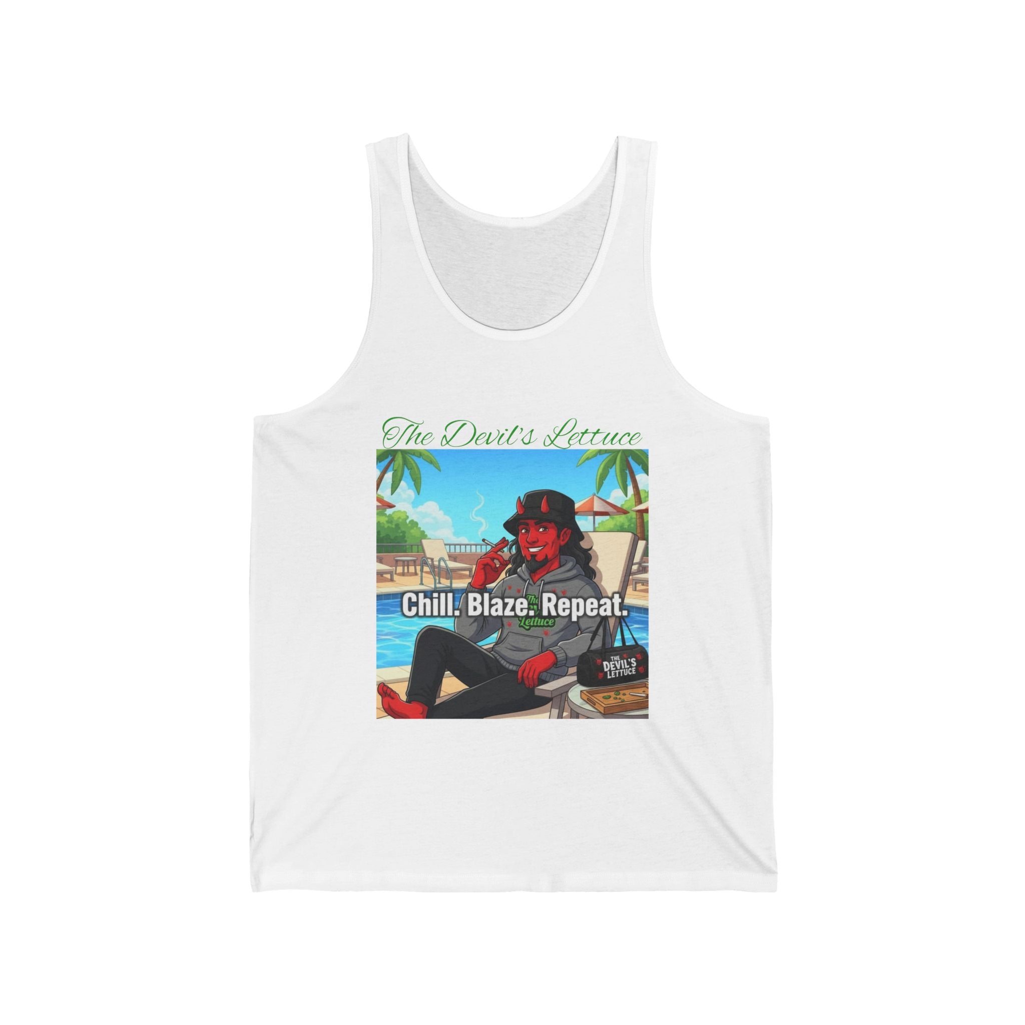 Chill Blaze Repeat Tank Top — Beach Vibes Cannabis Graphic Tank