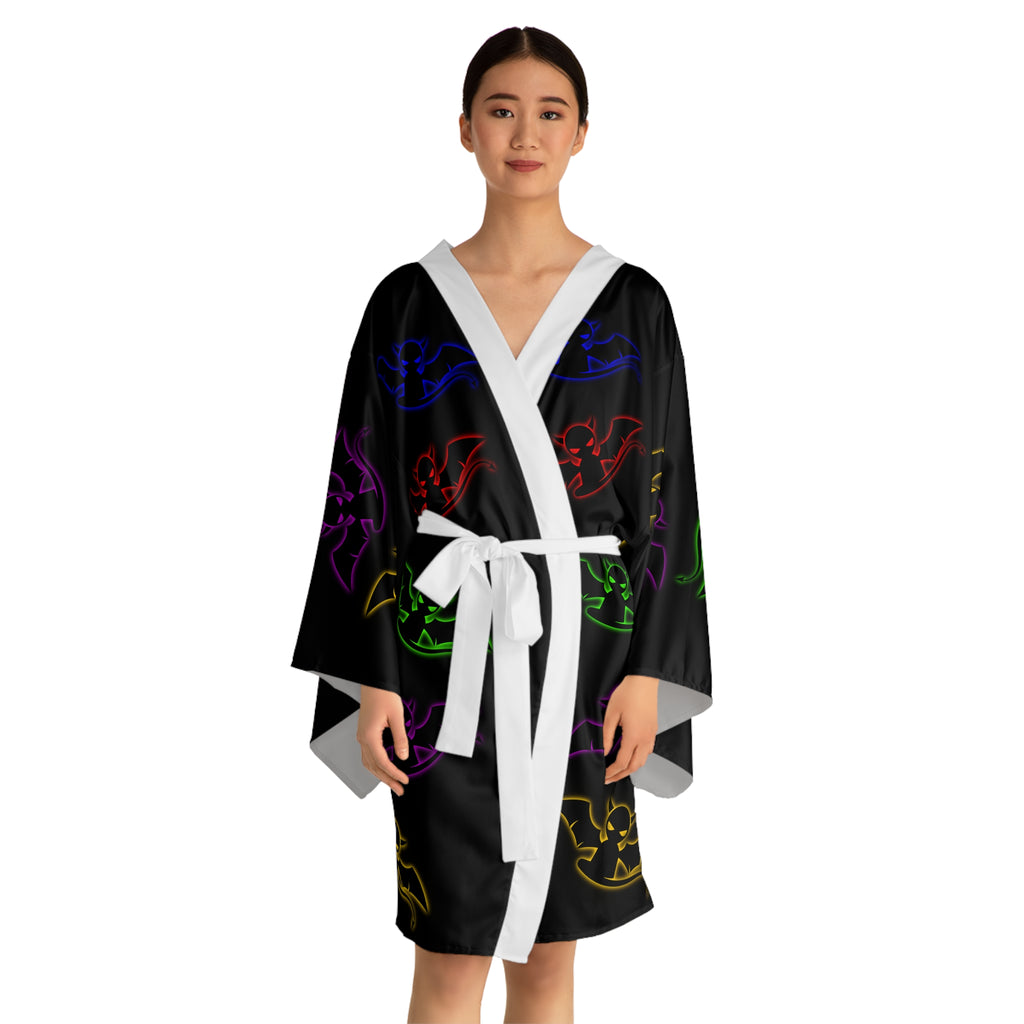 Long Sleeve Devil's Lettuce Kimono Robe Black