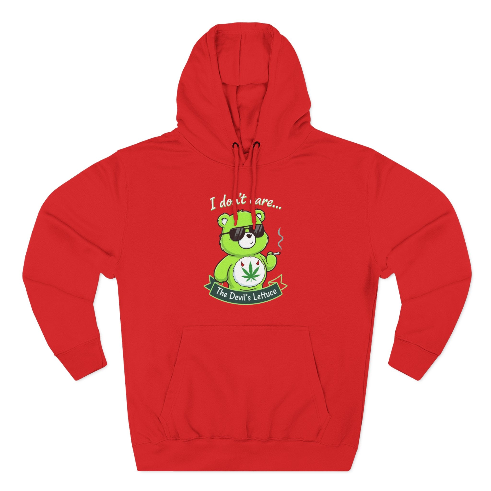 "I don't care" bear Graphic Hoodie for Festivals, Men's and Women's Fashion, Perfect Gift for Stoners