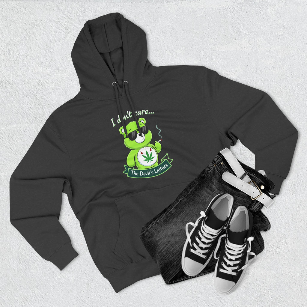 "I don't care" bear Graphic Hoodie for Festivals, Men's and Women's Fashion, Perfect Gift for Stoners