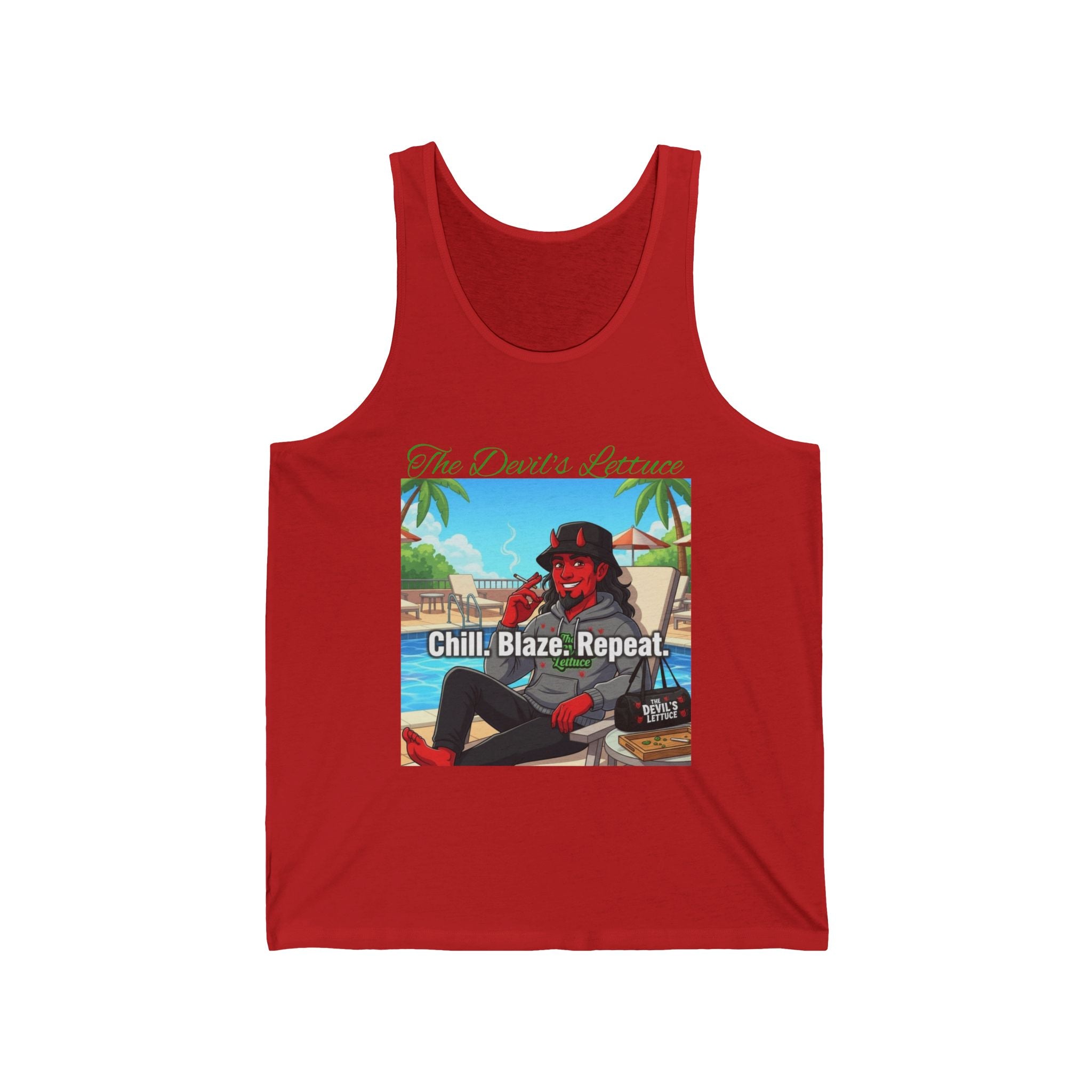 Chill Blaze Repeat Tank Top — Beach Vibes Cannabis Graphic Tank
