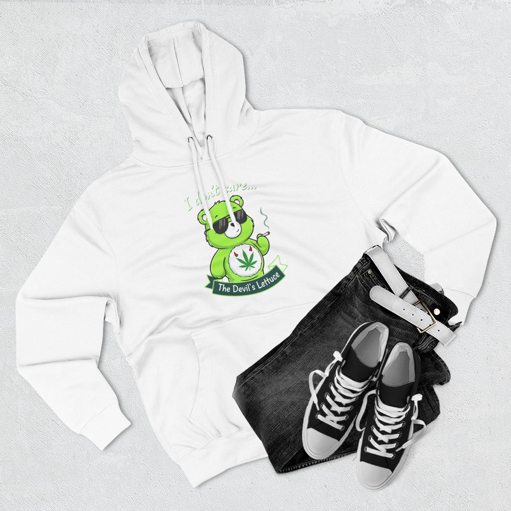 "I don't care" bear Graphic Hoodie for Festivals, Men's and Women's Fashion, Perfect Gift for Stoners