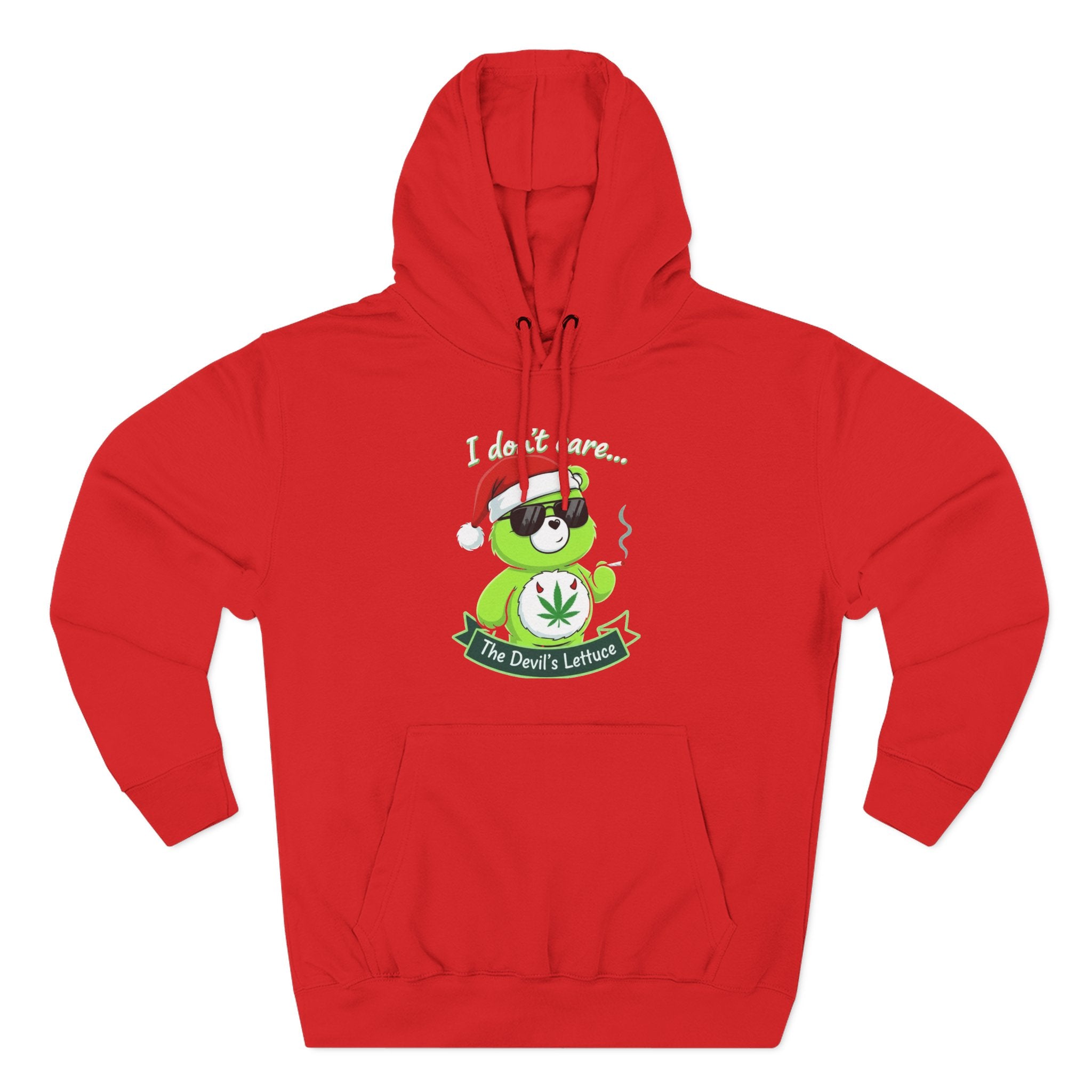 "I don't care" bear Graphic Hoodie(holiday edition) for Festivals, Men's and Women's Fashion, Perfect Gift for Stoners