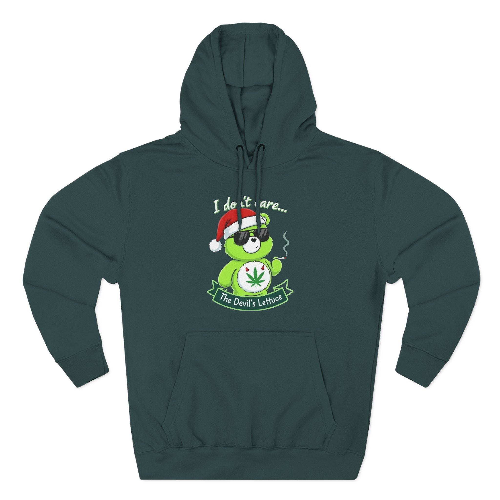 "I don't care" bear Graphic Hoodie(holiday edition) for Festivals, Men's and Women's Fashion, Perfect Gift for Stoners
