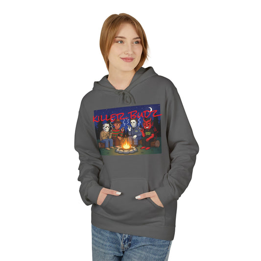 Killer Budz Fleece Hoodie with Devil's Lettuce Print, Unisex Cozy Sweatshirt for Campfire Nights, Halloween Gifts, Streetwear