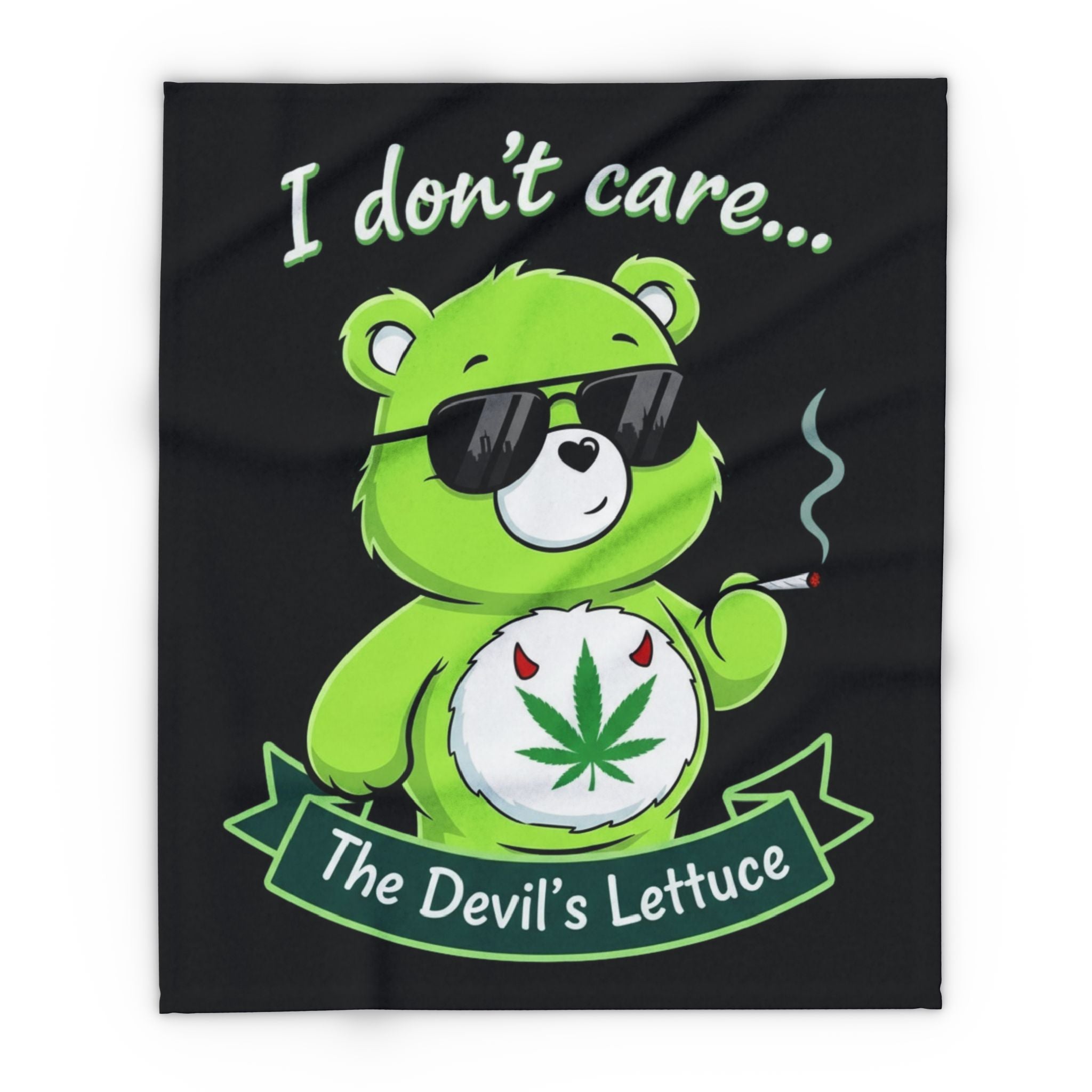 I Don't Care Bear Fleece Blanket – "I don't care... The Devil's Lettuce" Cozy Throw