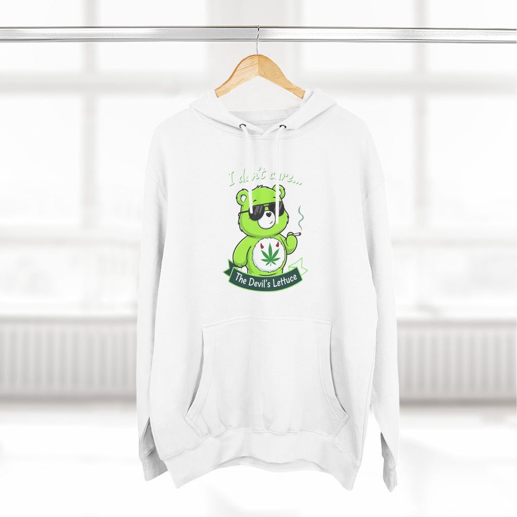 "I don't care" bear Graphic Hoodie for Festivals, Men's and Women's Fashion, Perfect Gift for Stoners