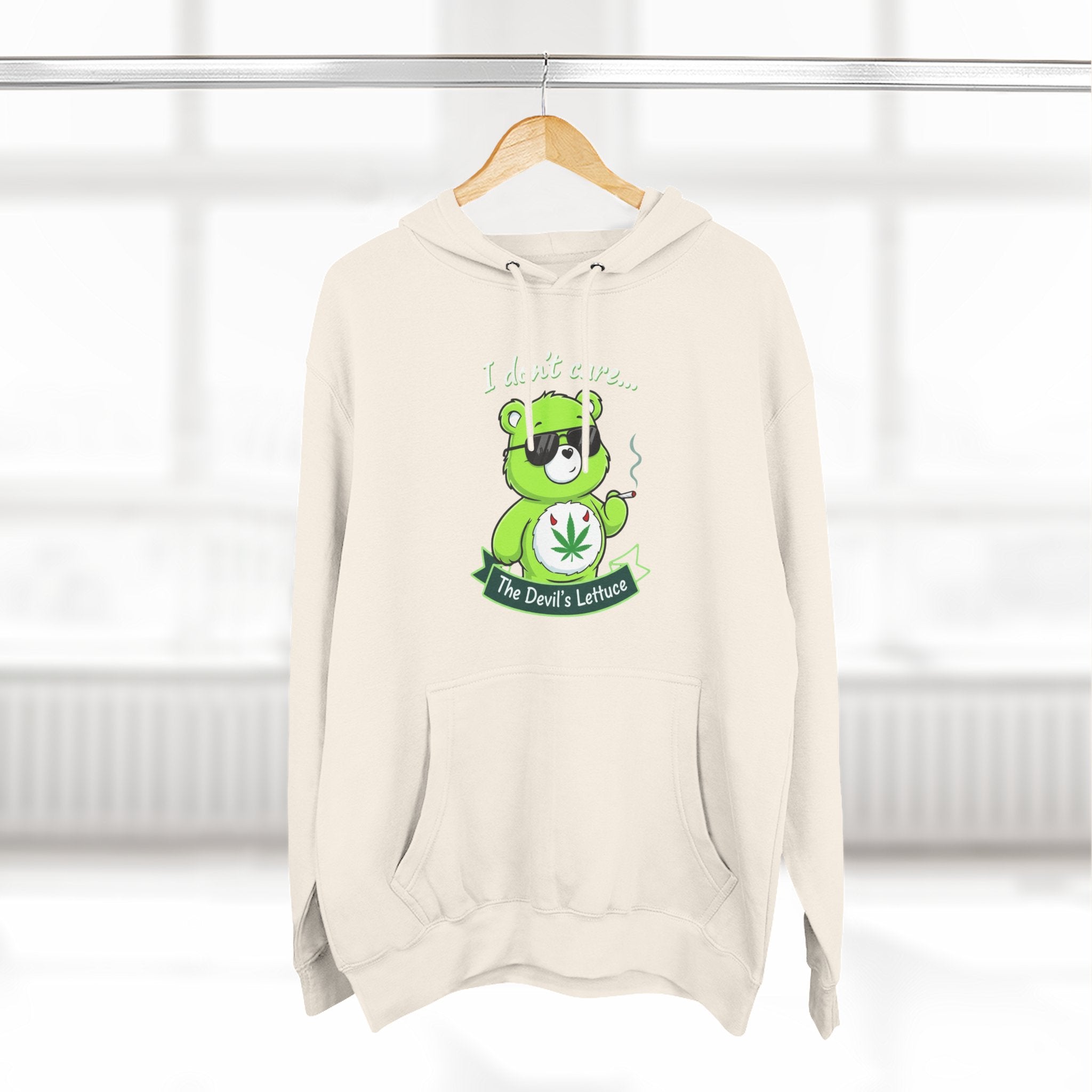 "I don't care" bear Graphic Hoodie for Festivals, Men's and Women's Fashion, Perfect Gift for Stoners