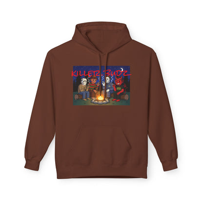 Killer Budz Fleece Hoodie with Devil's Lettuce Print, Unisex Cozy Sweatshirt for Campfire Nights, Halloween Gifts, Streetwear