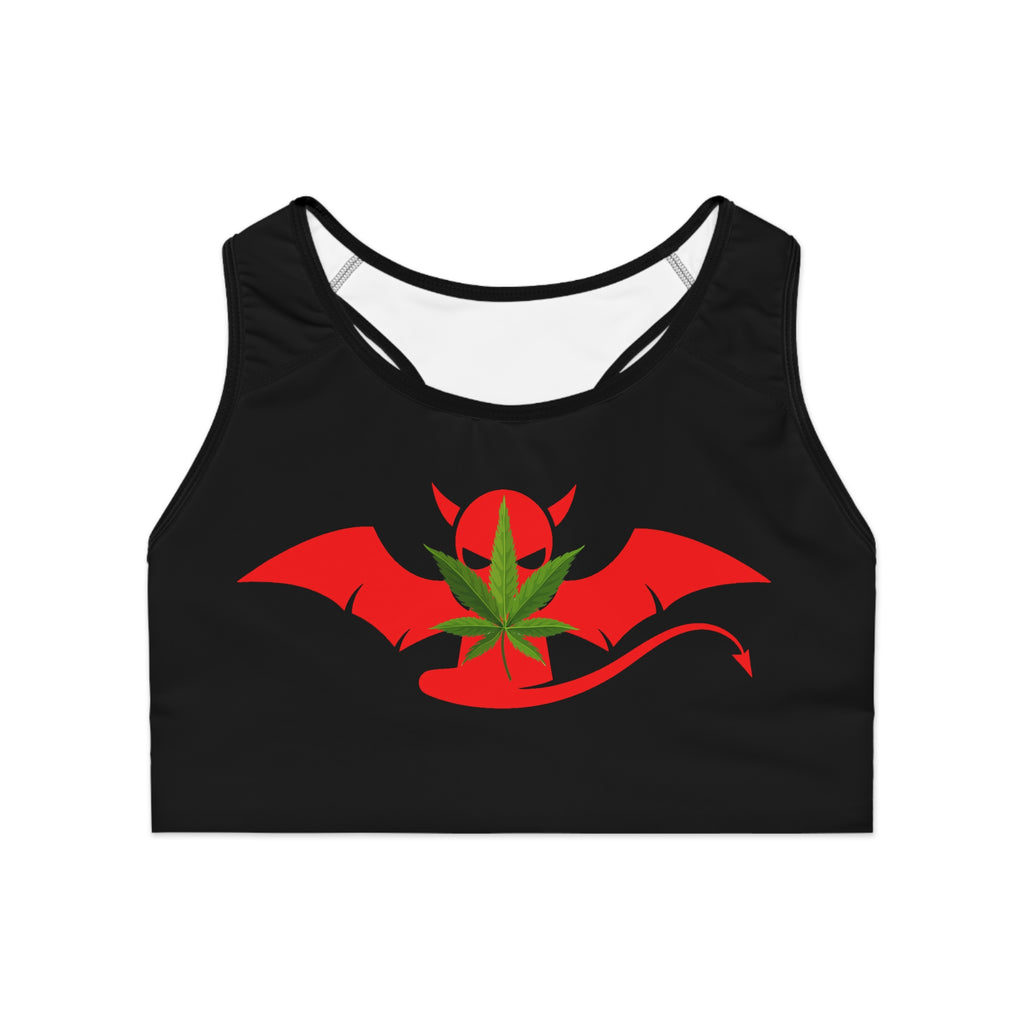 Devil Wing Sports Bra — Cannabis Leaf Gothic Activewear