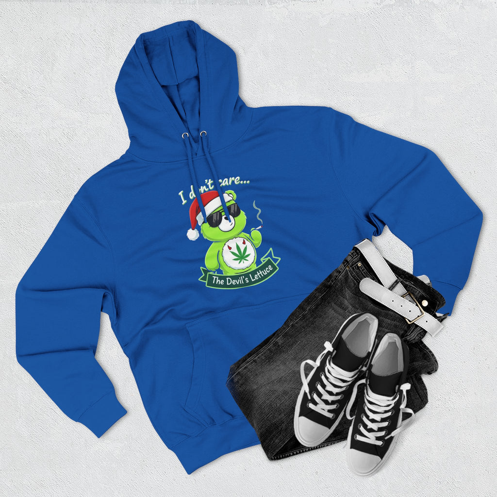 "I don't care" bear Graphic Hoodie(holiday edition) for Festivals, Men's and Women's Fashion, Perfect Gift for Stoners