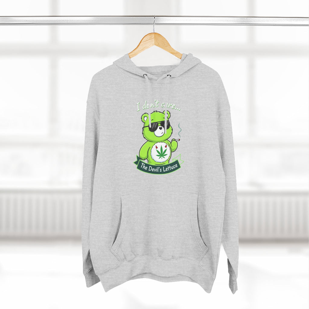 "I don't care" bear Graphic Hoodie for Festivals, Men's and Women's Fashion, Perfect Gift for Stoners