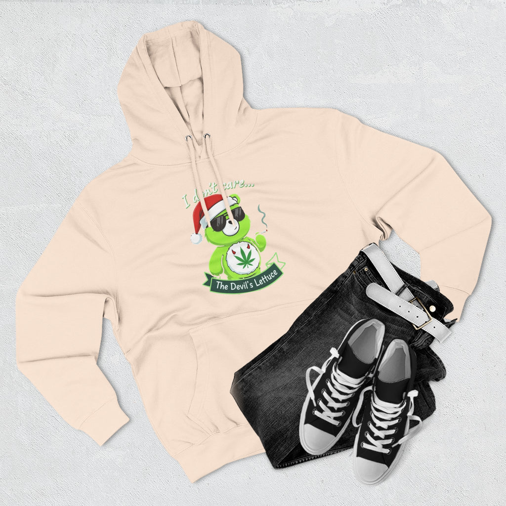 "I don't care" bear Graphic Hoodie(holiday edition) for Festivals, Men's and Women's Fashion, Perfect Gift for Stoners