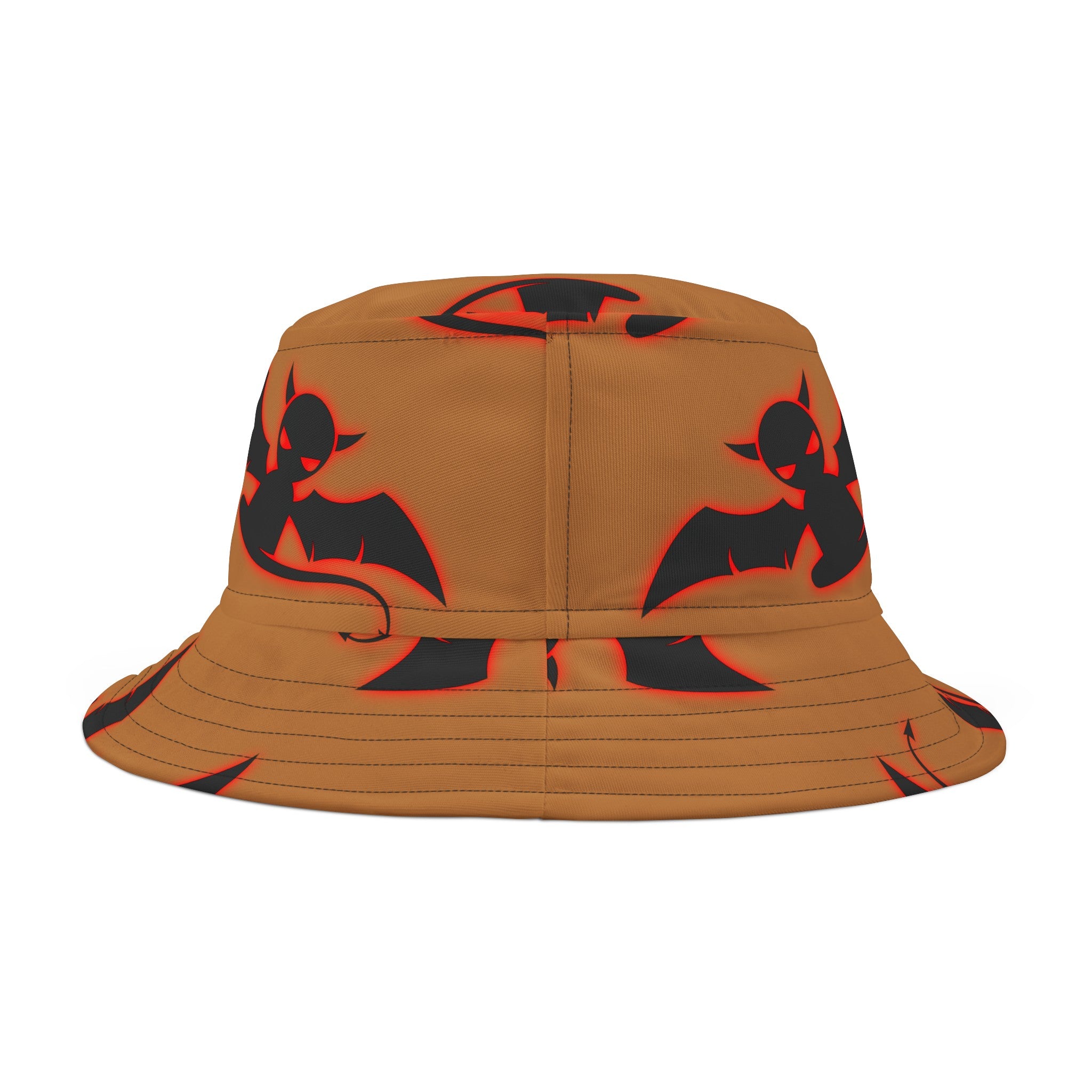 Devil's Lettuce Bucket Hat/brown with devil stamp (AOP), red devil