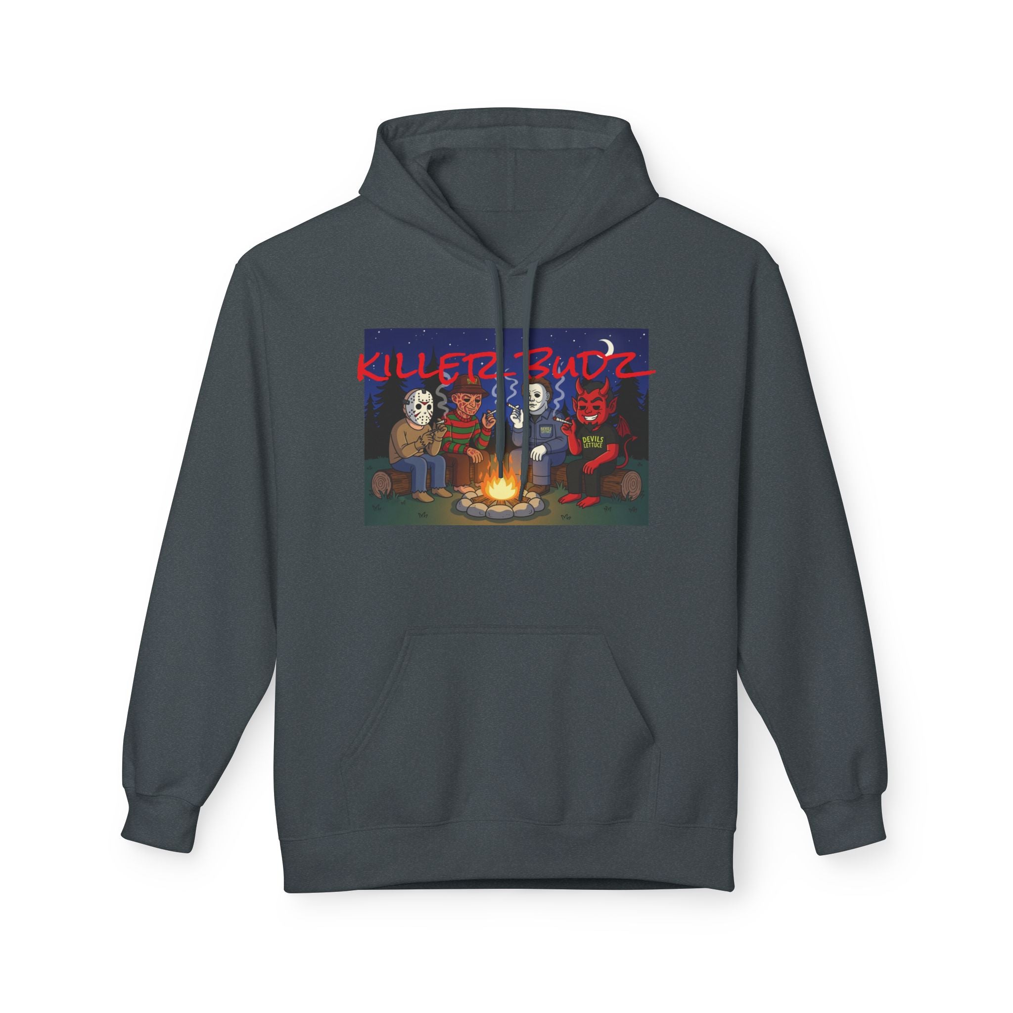 Killer Budz Hoodie - Premium Cannabis-Themed Apparel by The Devil's Lettuce Unisex Cozy Sweatshirt for Campfire Nights, Halloween Gifts, Streetwear