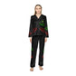 Women's Satin Pajamas/black (AOP)