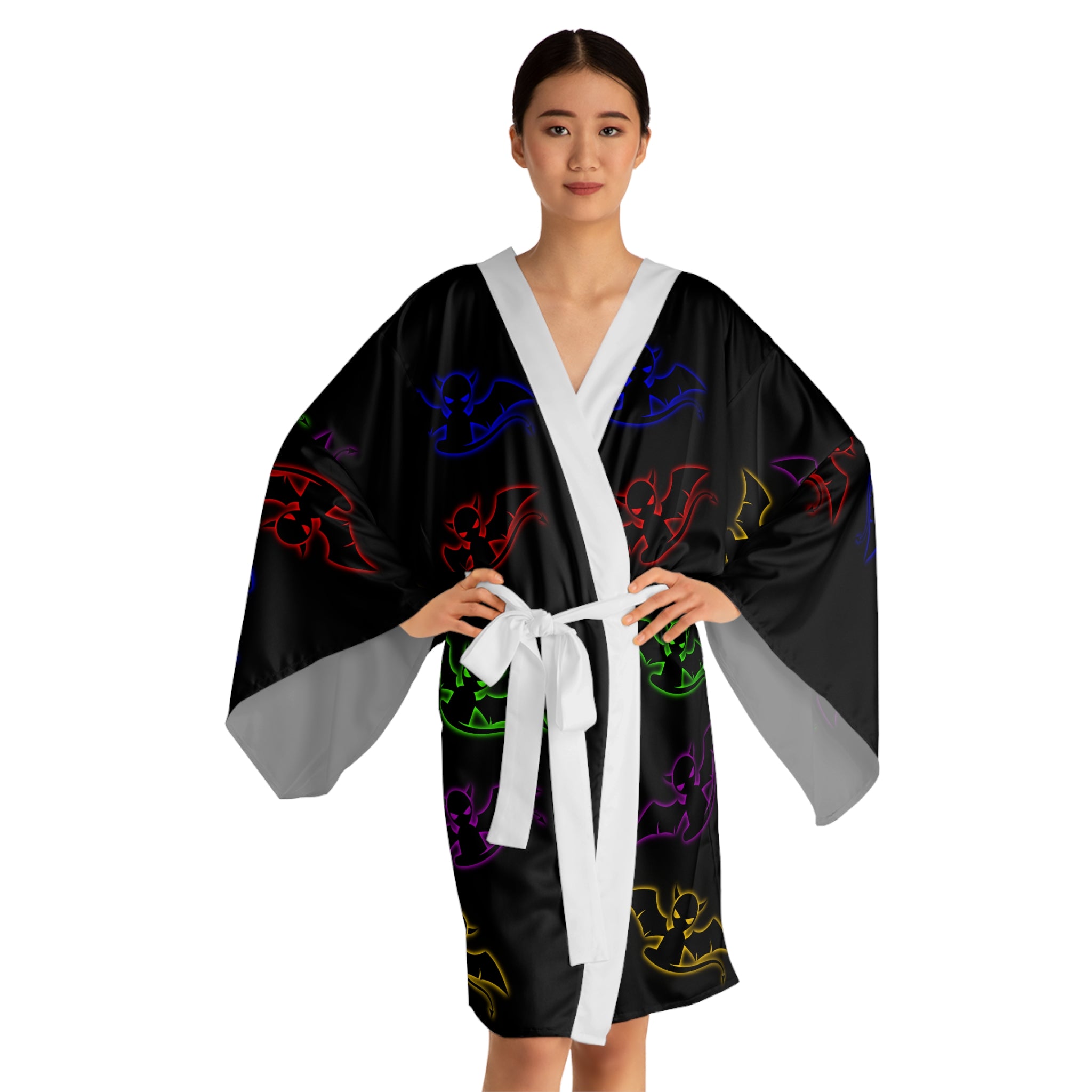 Long Sleeve Devil's Lettuce Kimono Robe Black