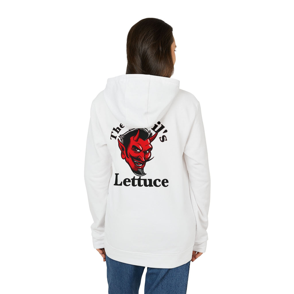 Devil’s Lettuce Hoodie — Graphic White Fleece Pullover