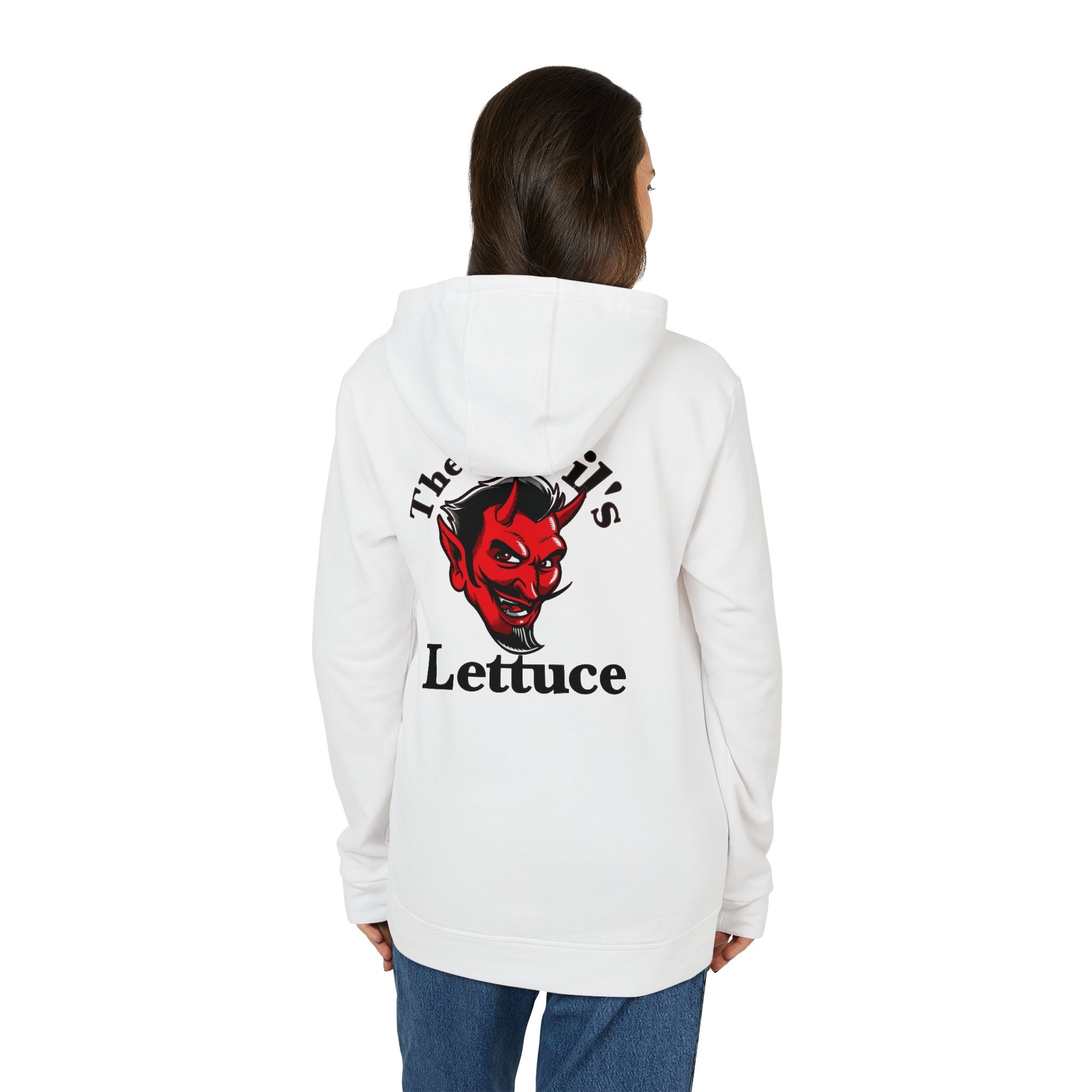 Devil’s Lettuce Hoodie — Graphic White Fleece Pullover