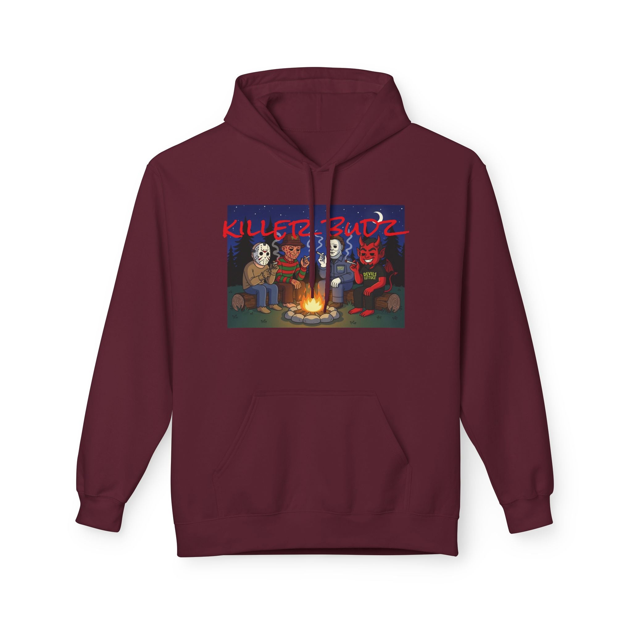 Killer Budz Hoodie - Premium Cannabis-Themed Apparel by The Devil's Lettuce Unisex Cozy Sweatshirt for Campfire Nights, Halloween Gifts, Streetwear