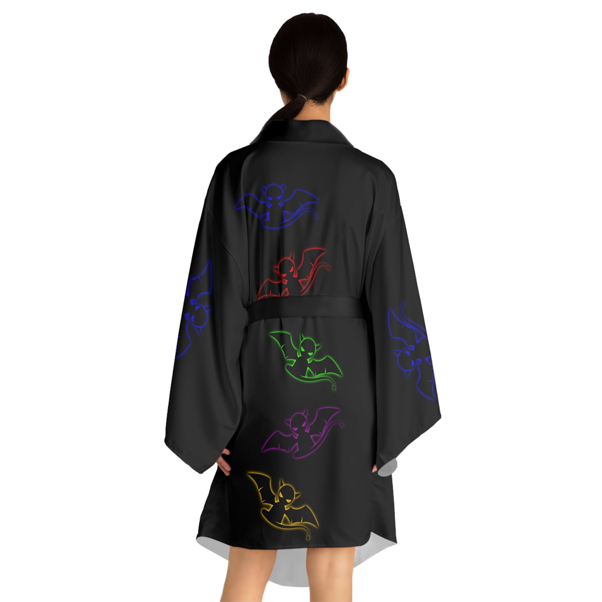 Long Sleeve Devil's Lettuce Kimono Robe Black