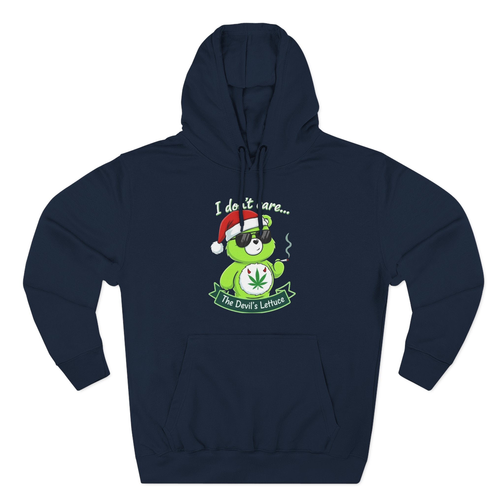 "I don't care" bear Graphic Hoodie(holiday edition) for Festivals, Men's and Women's Fashion, Perfect Gift for Stoners