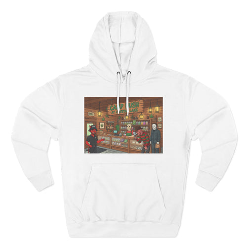 Camp Kush at Crystal LakeThree-Panel Fleece Hoodie, Cozy Casual Wear, Graphic Hoodie for Festivals, Men's and Women's Fashion, Perfect Gift for Stoners