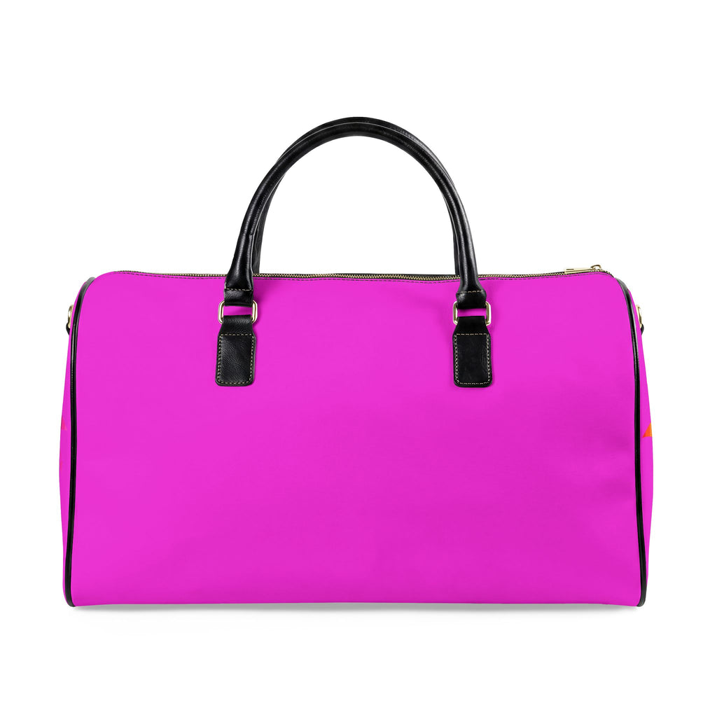 Pink Cannabis Bear Leather Travel Bag — "I don't care... The Devil's Lettuce" Duffel