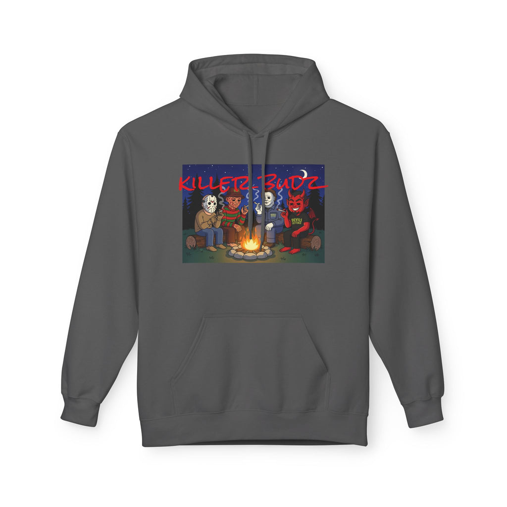 Killer Budz Hoodie - Premium Cannabis-Themed Apparel by The Devil's Lettuce Unisex Cozy Sweatshirt for Campfire Nights, Halloween Gifts, Streetwear