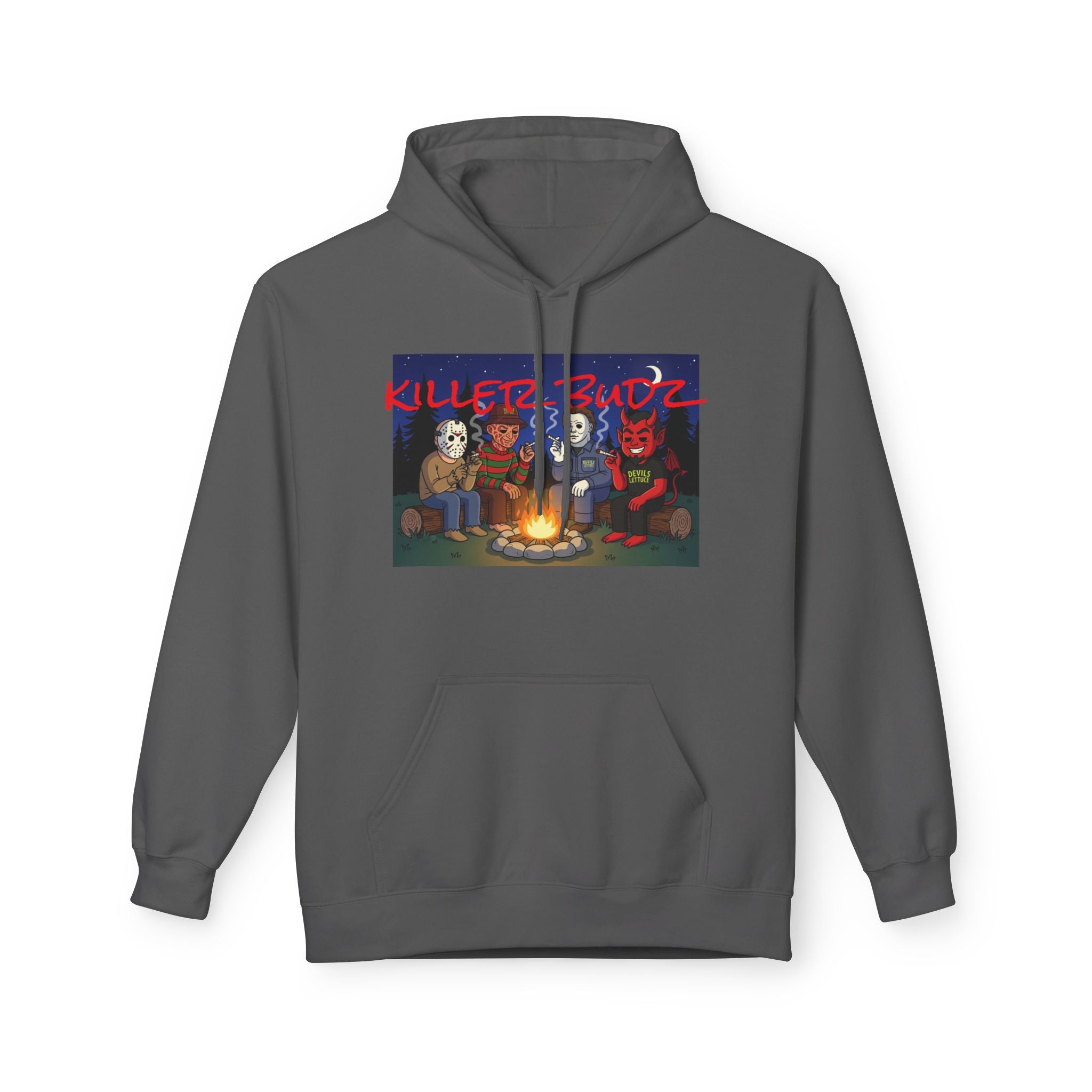 Killer Budz Hoodie - Premium Cannabis-Themed Apparel by The Devil's Lettuce Unisex Cozy Sweatshirt for Campfire Nights, Halloween Gifts, Streetwear