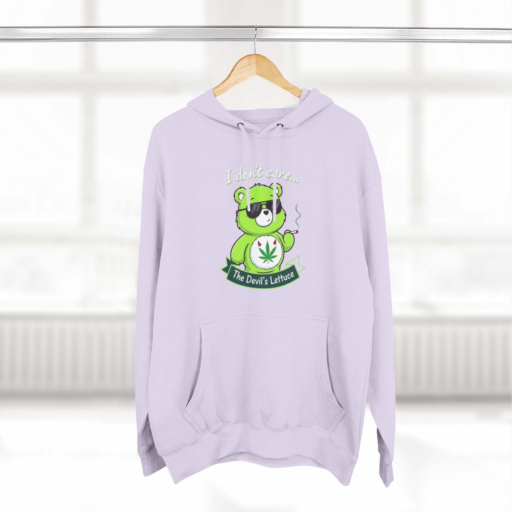 "I don't care" bear Graphic Hoodie for Festivals, Men's and Women's Fashion, Perfect Gift for Stoners