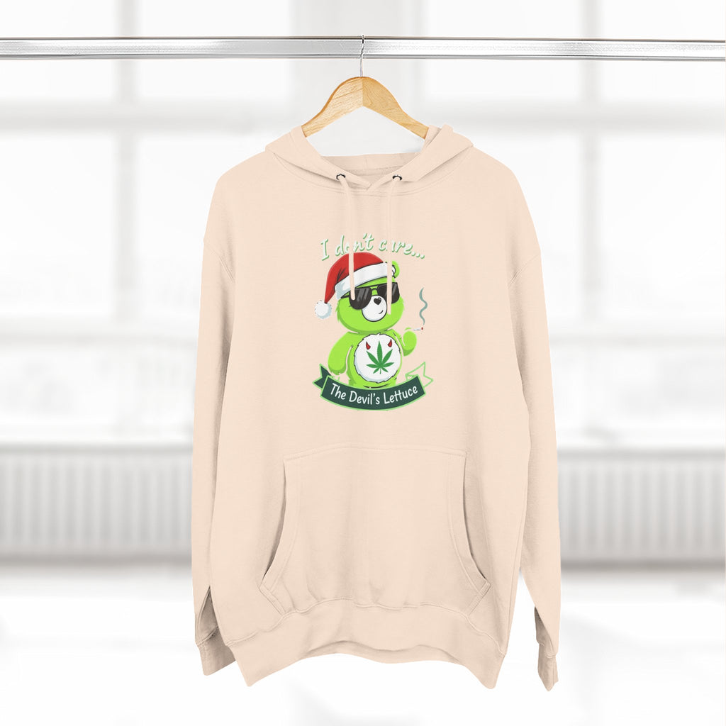 "I don't care" bear Graphic Hoodie(holiday edition) for Festivals, Men's and Women's Fashion, Perfect Gift for Stoners