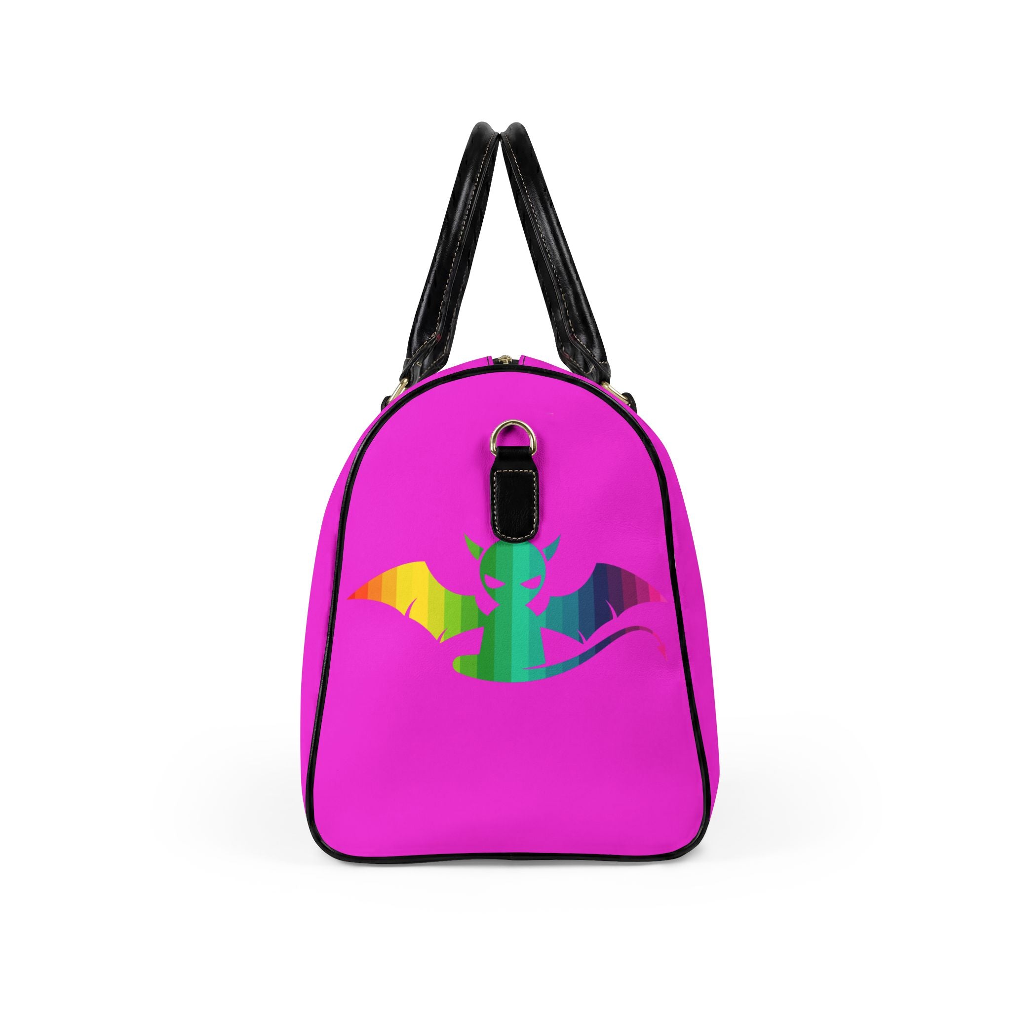 Pink Cannabis Bear Leather Travel Bag — "I don't care... The Devil's Lettuce" Duffel