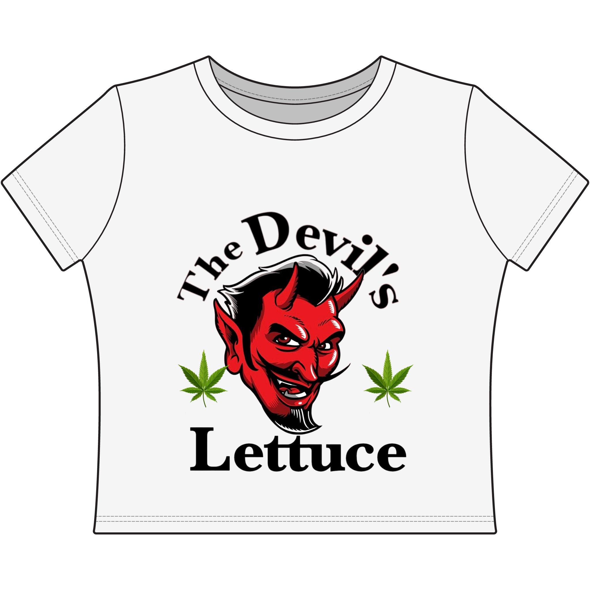 The Devil's Lettuce Baby Tee — Retro Devil Head Cannabis Humor Crop Top