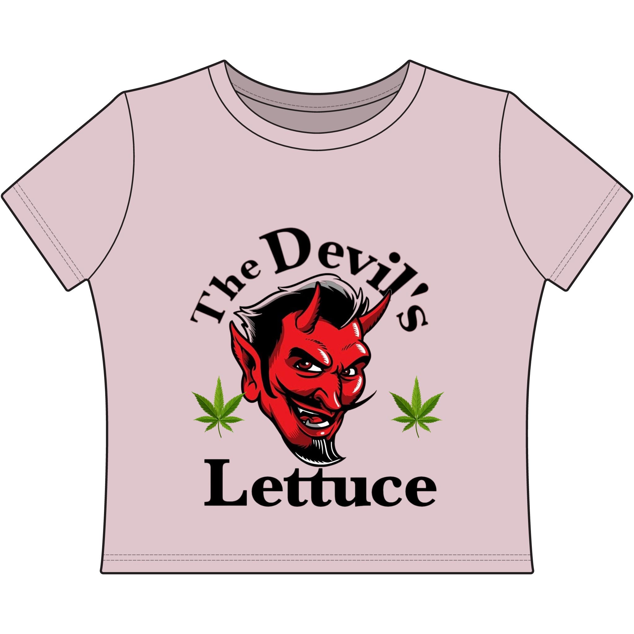 The Devil's Lettuce Baby Tee — Retro Devil Head Cannabis Humor Crop Top