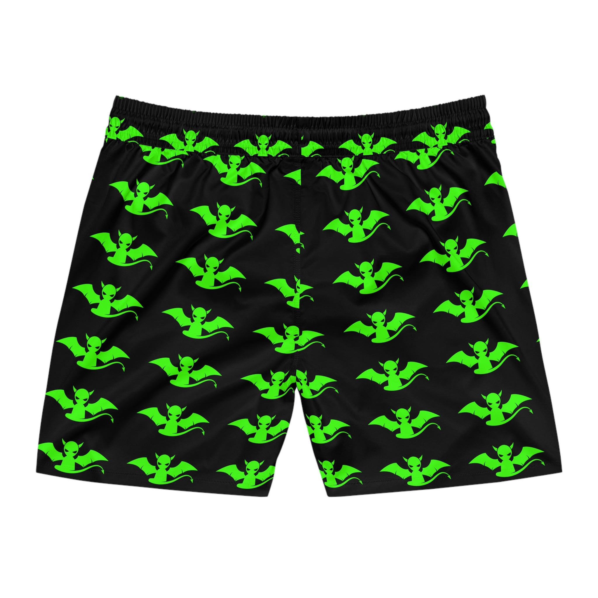 Men's Mid-Length Swim Shorts (green devil stamp pattern)