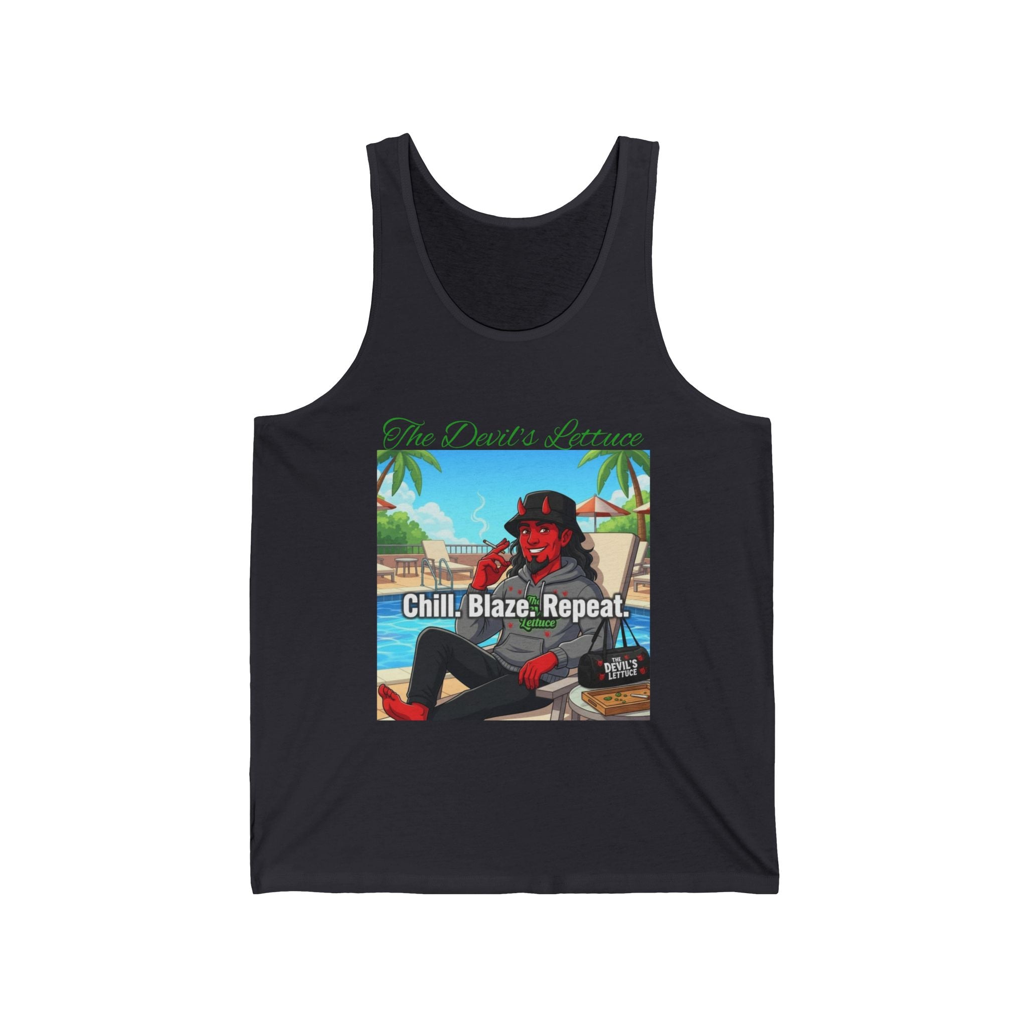 Chill Blaze Repeat Tank Top — Beach Vibes Cannabis Graphic Tank