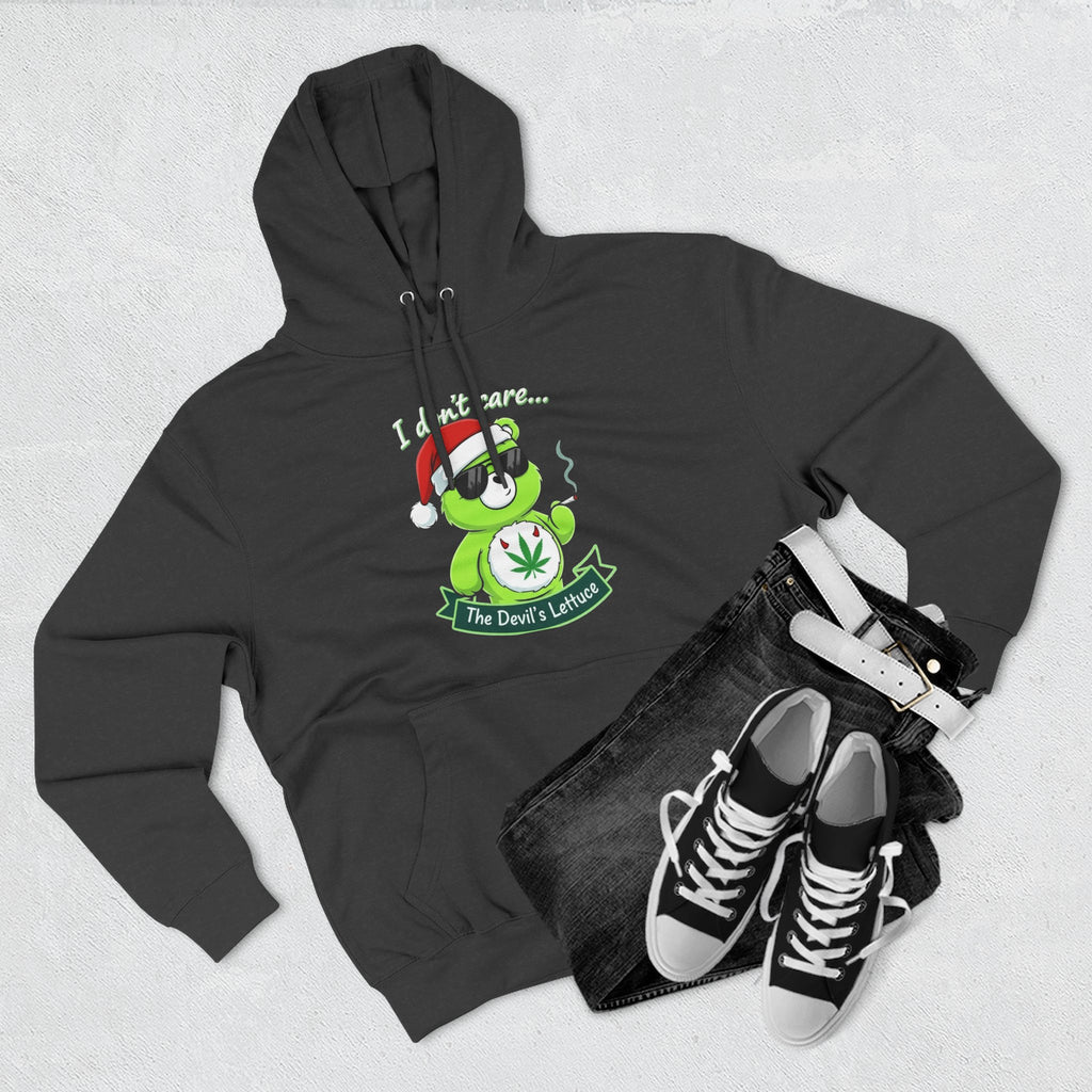"I don't care" bear Graphic Hoodie(holiday edition) for Festivals, Men's and Women's Fashion, Perfect Gift for Stoners