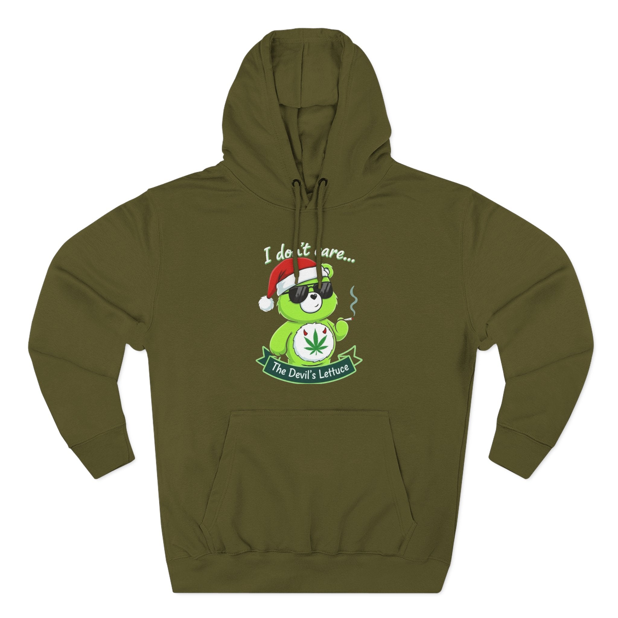 "I don't care" bear Graphic Hoodie(holiday edition) for Festivals, Men's and Women's Fashion, Perfect Gift for Stoners
