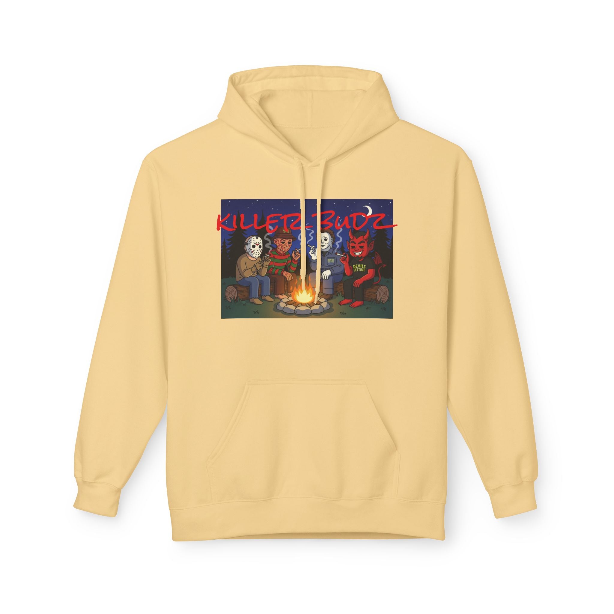 Killer Budz Hoodie - Premium Cannabis-Themed Apparel by The Devil's Lettuce Unisex Cozy Sweatshirt for Campfire Nights, Halloween Gifts, Streetwear
