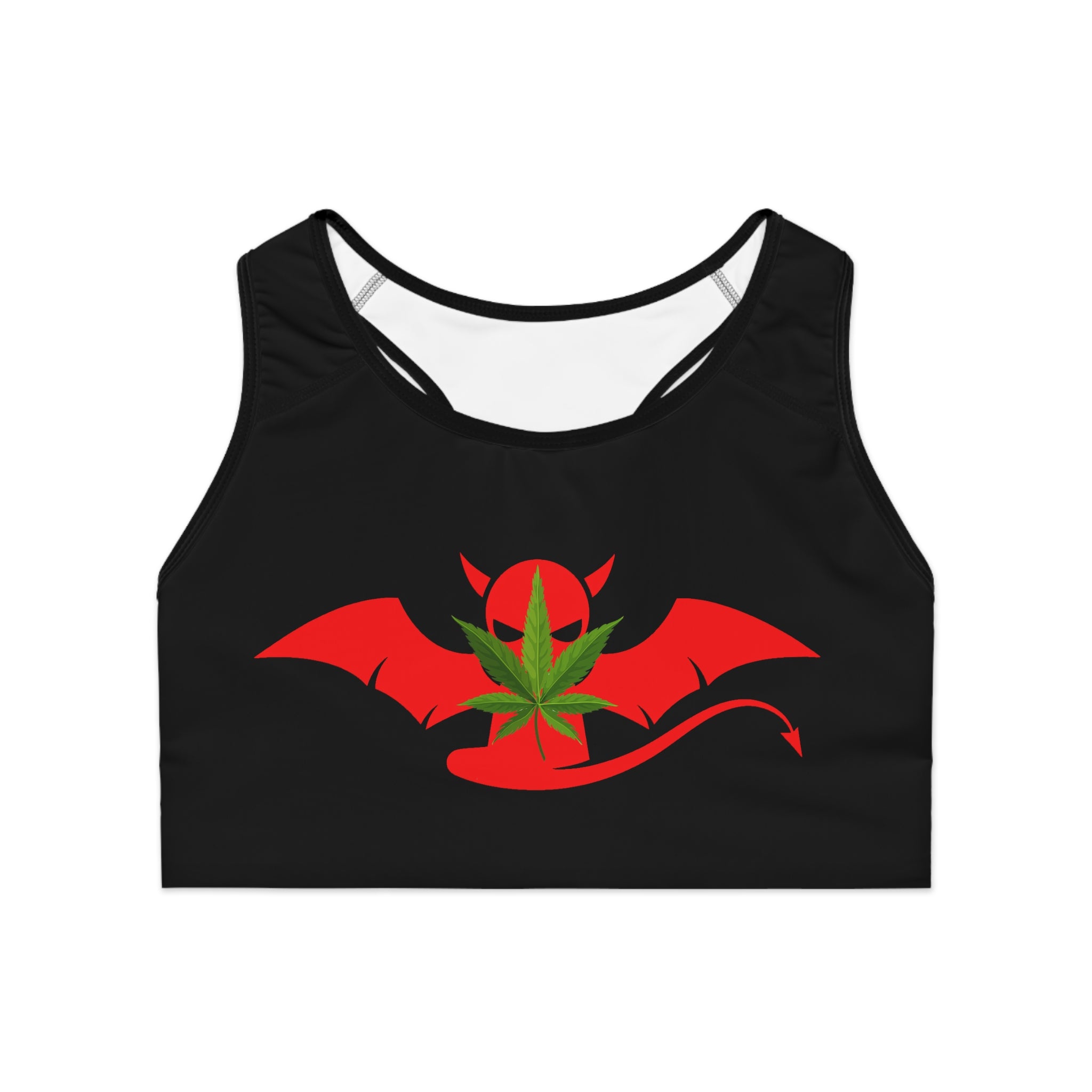 Devil Wing Sports Bra — Cannabis Leaf Gothic Activewear