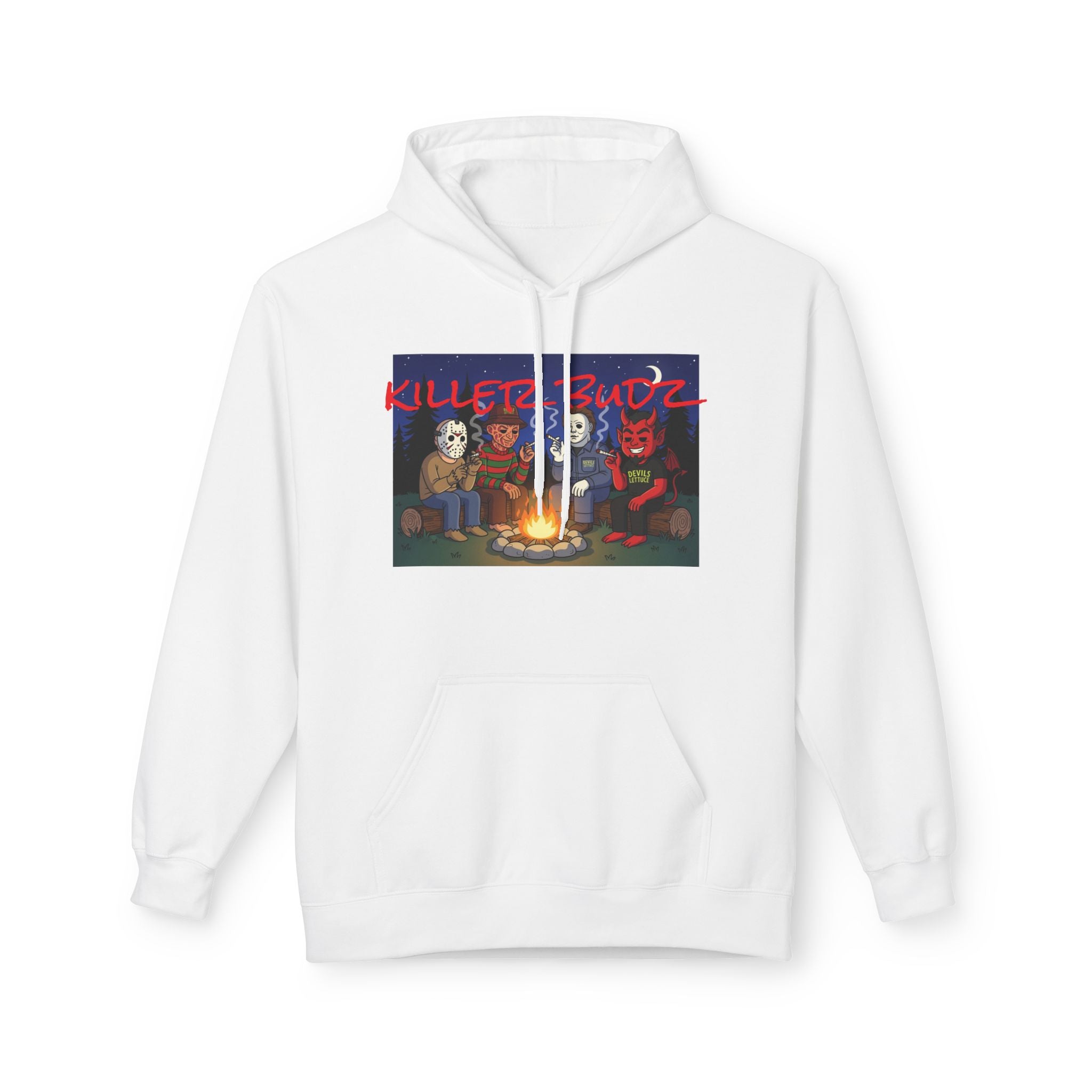 Killer Budz Hoodie - Premium Cannabis-Themed Apparel by The Devil's Lettuce Unisex Cozy Sweatshirt for Campfire Nights, Halloween Gifts, Streetwear