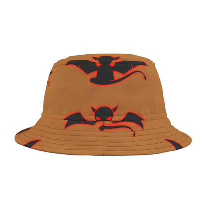 Devil's Lettuce Bucket Hat/brown with devil stamp (AOP), red devil